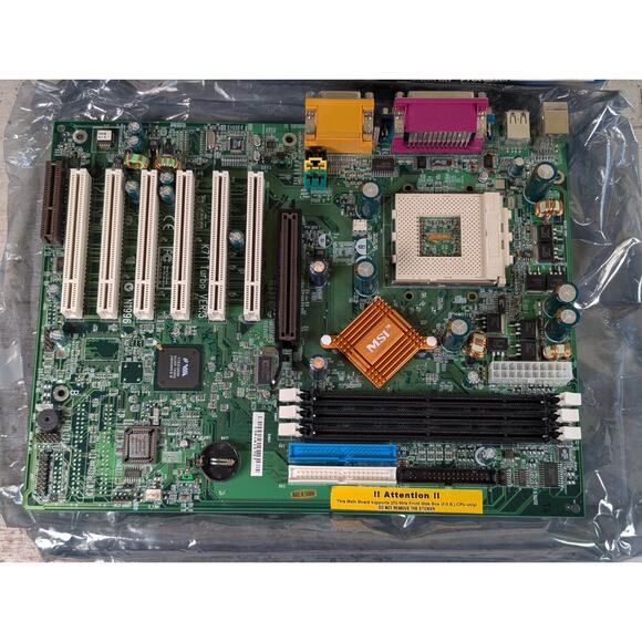 PARTS/REPAIR MSI K7T Pro2 ATX Motherboard Socket A AGP Universal 6 PCI KT133 v3 - Picture 3 of 14